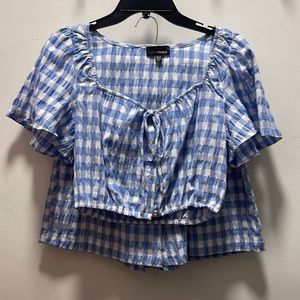 Blue gingham two piece set